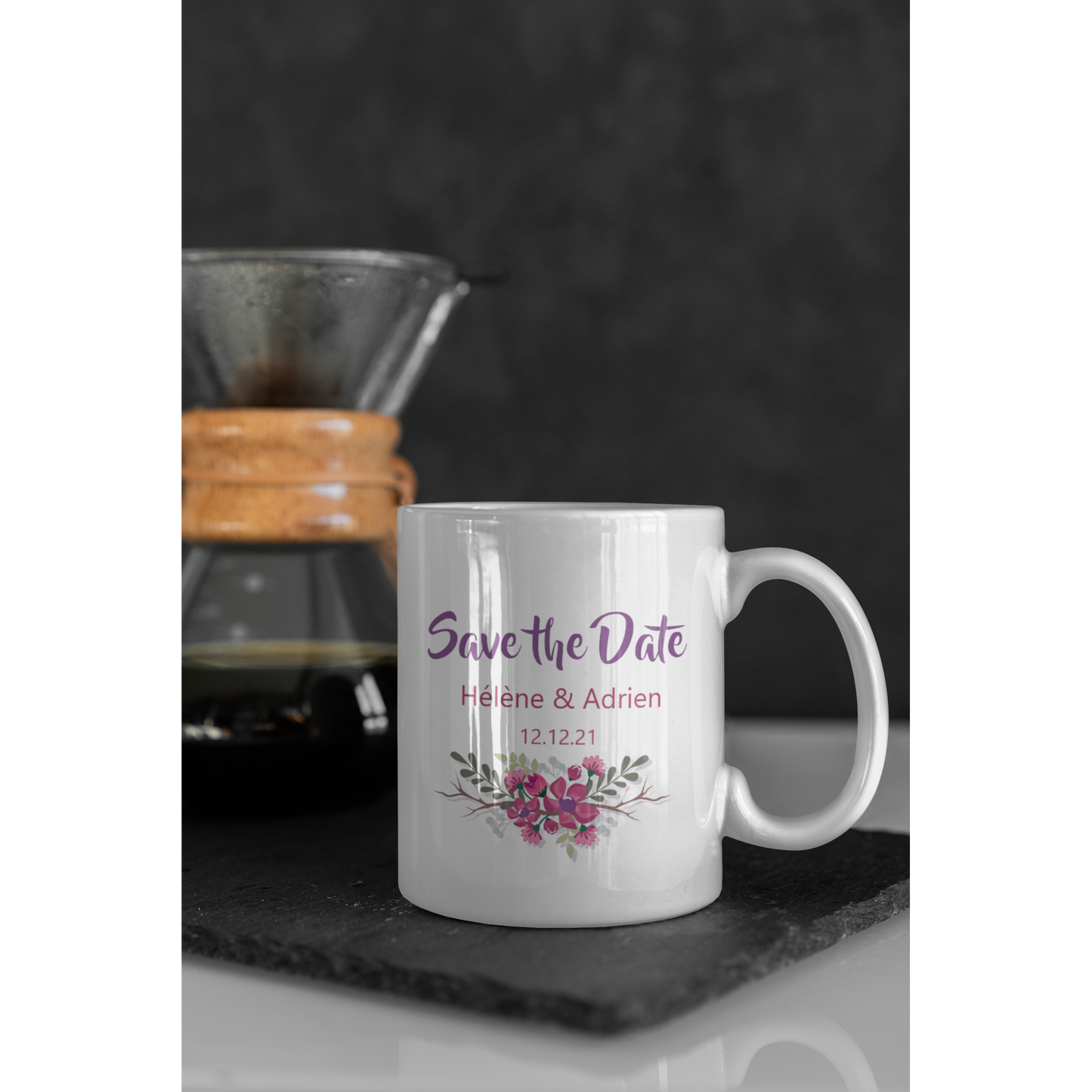 Mug "Save the date fleuri"