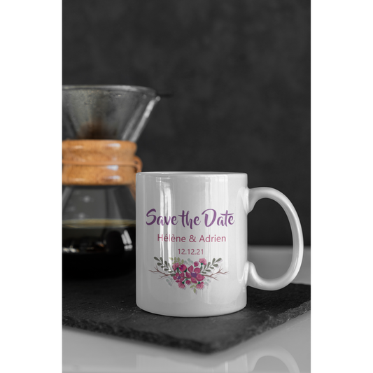 Mug "Save the date fleuri"