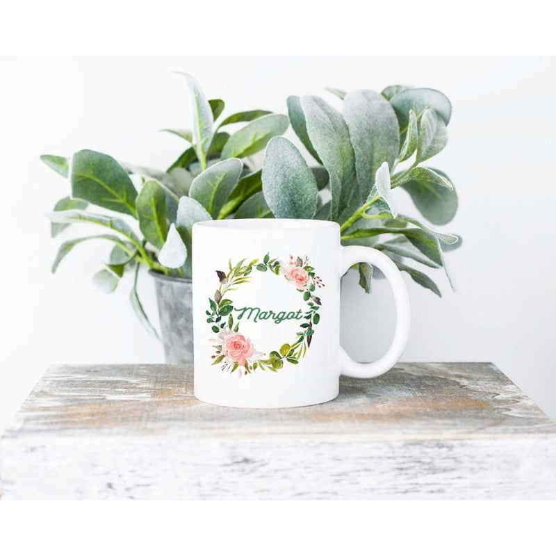 Mug "Couronne de fleurs" et prénom