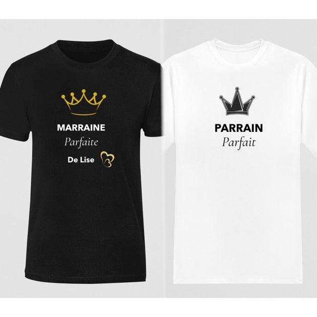 Duo de Tee-shirts "Parrain Parfait & Marraine Parfaite"