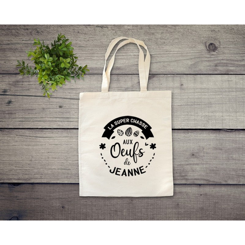 Tote Bag "La super chasse aux oeufs" personnalisé