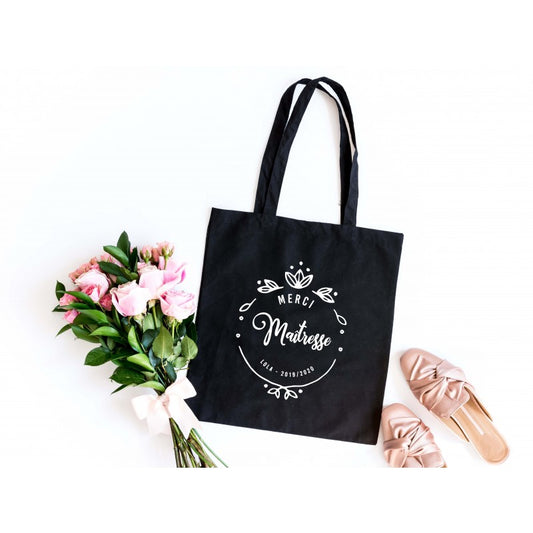 Tote Bag "Merci Maîtresse" motif floral