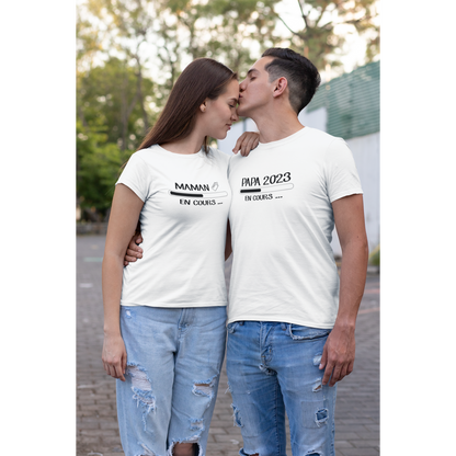 Duo de Tee-shirts "Papa et maman en cours"