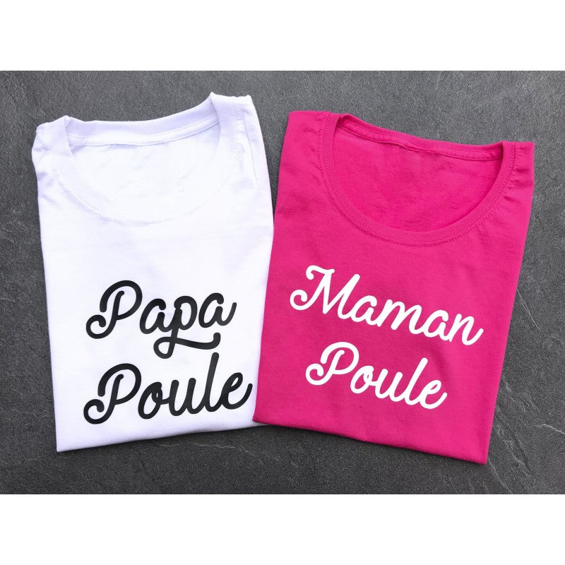 Duo de Tee-shirts "Papa poule & Maman poule"