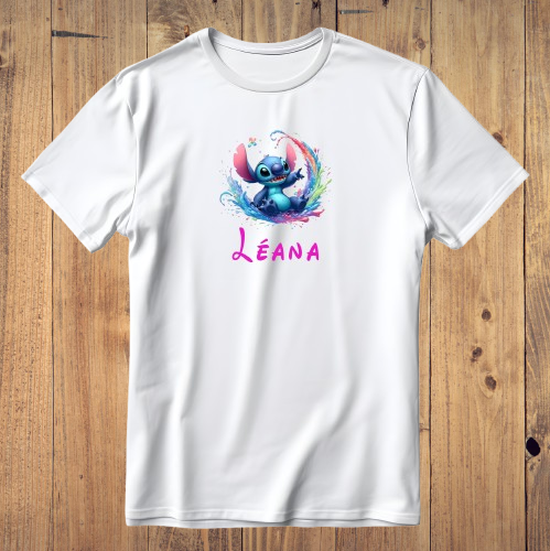 Tee-shirt Enfant/Ado Stitch + prénom