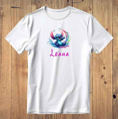 Tee-shirt Enfant/Ado Stitch + prénom