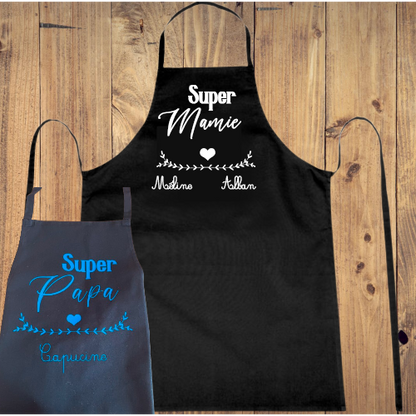 Tablier de cuisine "Super Mamie" ou autre